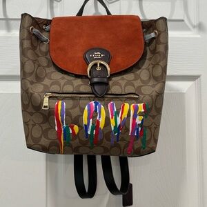 NWT COACH Kleo (One of a Kind) Backpack In Signature Canvas PAINTED by an Artist